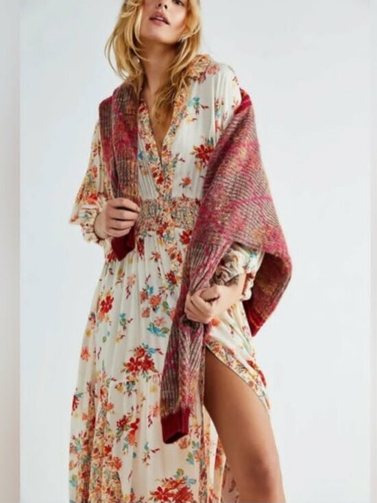 Free People Dresses & Skirts - FREE PEOPLE BOHO FLORAL PRAIRIE PUNK MAXI DRESS SMALL